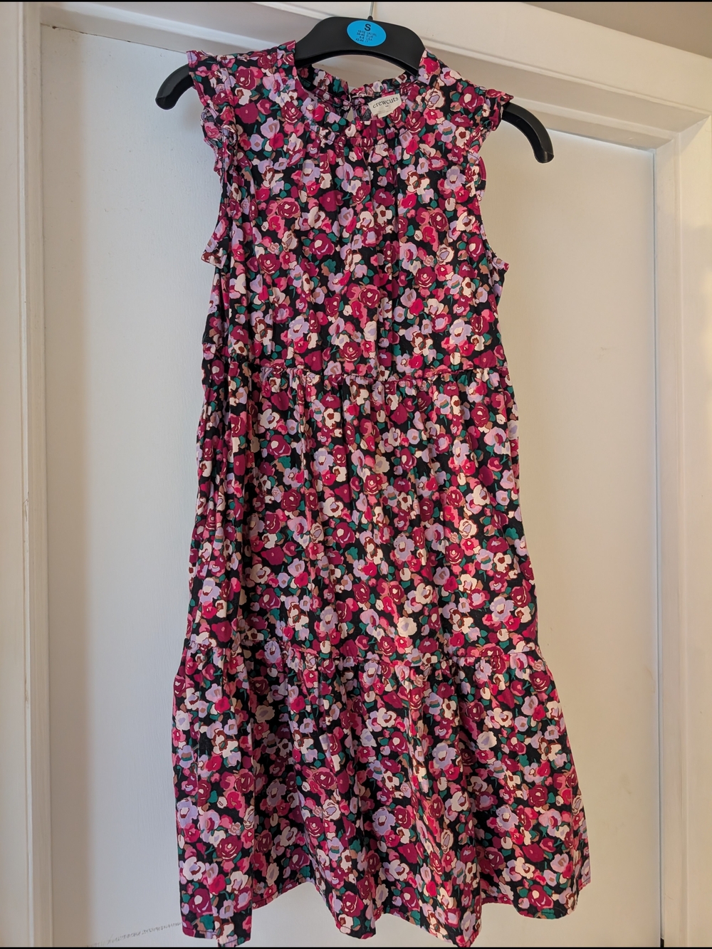 Crewcuts Floral Tiered Dress in Pink and Green